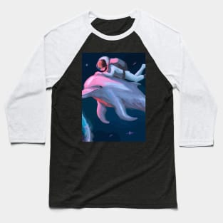 Astronaut riding on a Dolphin in Space Baseball T-Shirt